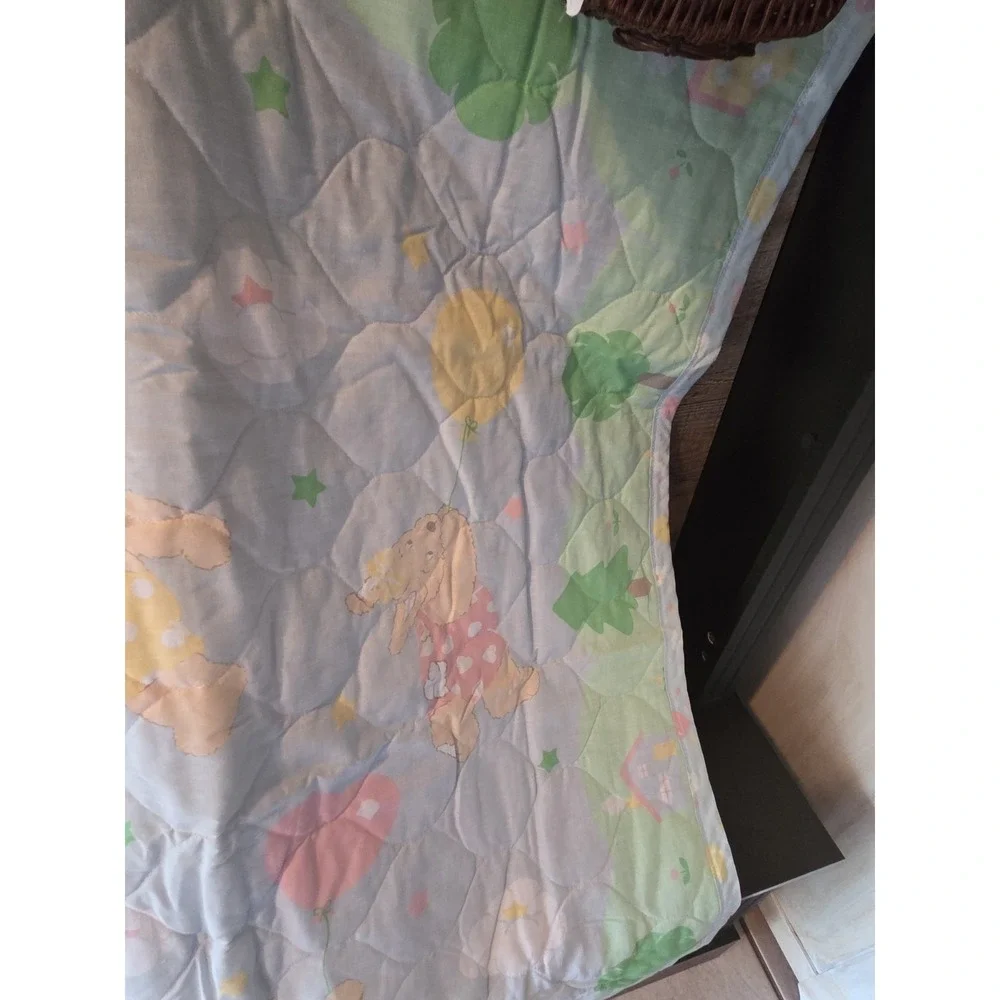 Bunnies And Bears Handmade Baby Blanket, Pastels Cottagecore Charming
